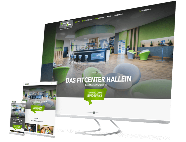 Website wird auf Desktop, Tablet udn Smartphone angezeigt.
