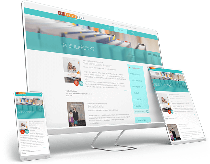 Website von Ehe und Familienuch in Smartphone, Tablet und Desktop Ansicht
