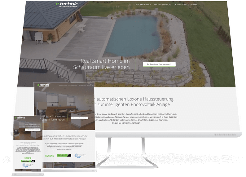 e-technic in Smartphone, Tablet und Desktop Ansicht
