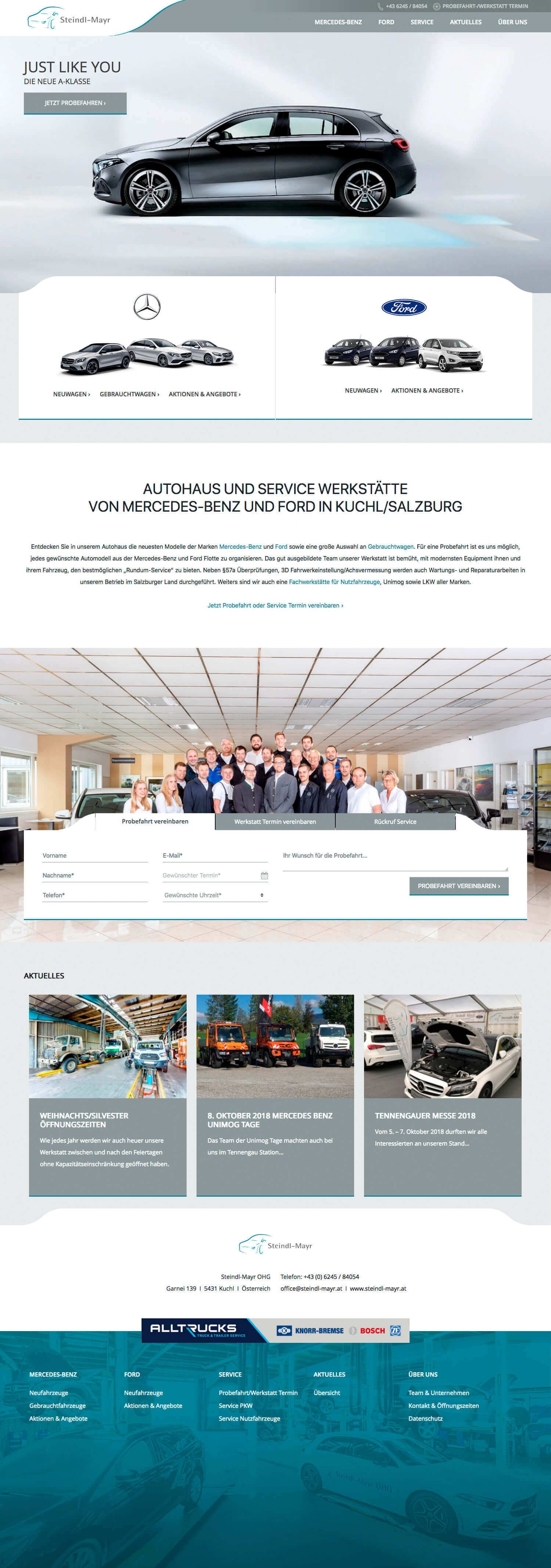 E-Mail Anfragemöglichkeit für Probefahrt, Werkstatt Termin, Rückruf Service